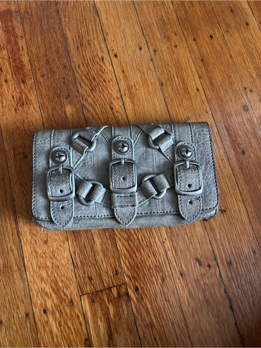 Rare Brachfeld Parlaghy Leather Tumbled Gray Wallet